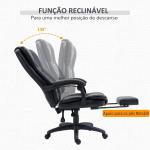 Cadeira de Escritório e Giratória Cadeira de Escritório com Altura Ajustável 6 Pontos de Massagem Controle Remoto e Apoio para os Pés Retrátil 68,5x68,5x119 - 127cm Preto