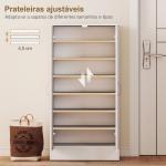 Sapateira de 2 Portas Sapateira para Entrada com 6 Prateleiras Ajustáveis para 14 Pares de Sapatos 55x35x108 cm Branco