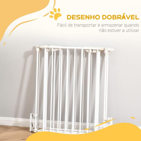 Barreira de Segurança para Animais de Estimação Barreira Dobrável de 3 Painéis 180x74,5 cm Branco