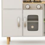Cozinha de Madeira para Crianças com Máquina de Gelo Lavatório de Aço Inoxidável e Utensílios 84x34x89 cm Branco