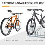 Estacionamento para 5 Bicicletas Suporte de Aço para Estacionar Bicicletas no Chão para Interior e Exterior 145x33x27cm Prata