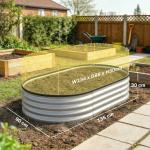 Conjunto de 2 Caixas de Plantio de Exterior em Aço Galvanizado para Terraço Jardim 135x90x30 cm Prateado