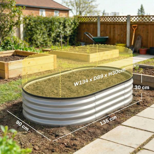 Conjunto de 2 Caixas de Plantio de Exterior em Aço Galvanizado para Terraço Jardim 135x90x30 cm Prateado