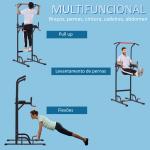 Torre de Exercícios Estação Multifuncional Altura Ajustável com 7 Orifícios para Treinamento Fitness para Casa Academia Escritório Carga Máxima 120kg 123x98x189 - 239cm Preto e Vermelho