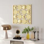 Decoração de Parede Metálica de Fases Lunares com 16 Discos para Sala Quarto Corredor 67,9x67,9 Dourado
