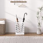 Suporte para Guarda - Chuvas de Aço Galvanizado Estreito com Bandeja de Gotejamento Removível 4 Ganchos 28x14x41 cm Branco