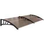Marquise para Portas e Janelas 195x75 cm Marquise com Proteção para Sol e Chuva com Painéis de Policarbonato Marrom