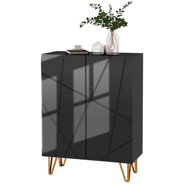 Móvel Sapateira de Entrada Armário Sapateira com Prateleiras Ajustáveis para 15 - 20 Pares de Sapatos 72x31,5x95 cm Preto