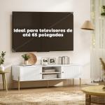 Móvel de TV Moderno com 2 Prateleiras Abertas Ajustáveis para Televisão 65 Polegadas 140x38x45,9 cm Branco