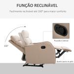 Poltrona Relax com reclinação manual até 160 ° com apoio para os pés retrátil Esponja de densidade estofada em PU 65x89x100cm