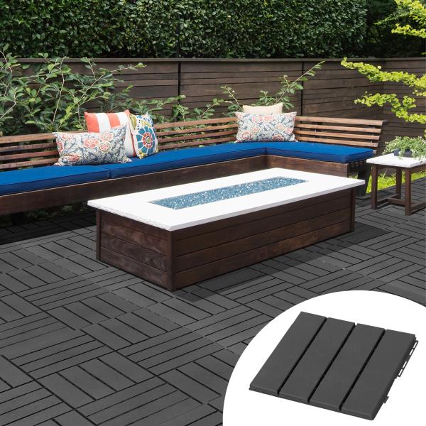 Conjunto de 9 Estrados 30x30 cm com Área de 0,81 m² para Exterior e Interior Estrados com Sistema Clique com Superfície Antiderrapante para Balcão Terraço Jardim Preto