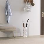 Suporte para Guarda Chuva em Aço com 4 Ganchos Bandeja de Gotejamento Amovível para Entrada ou Escritório Branco 17x17x41 cm