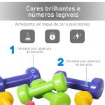 Jogo de 8 Halteres Hexagonais 4 Pares 2kg 1,5kg 1kg 0,5kg com Revestimento Pesos para Exercícios em Casa Academia Aço Multicolor