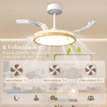 Ventoinha de Teto com Luz LED 80 W Motor DC Reversível Controlo Remoto 6 Velocidades Temporizador Ø95 cm Branco e Madeira
