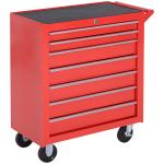 Carrinho de Ferramentas com 7 Gavetas Rodas Trava Armário de Armazenamento para Oficina de Garagem e Chapa de Aço 69x33x75 cm Vermelho