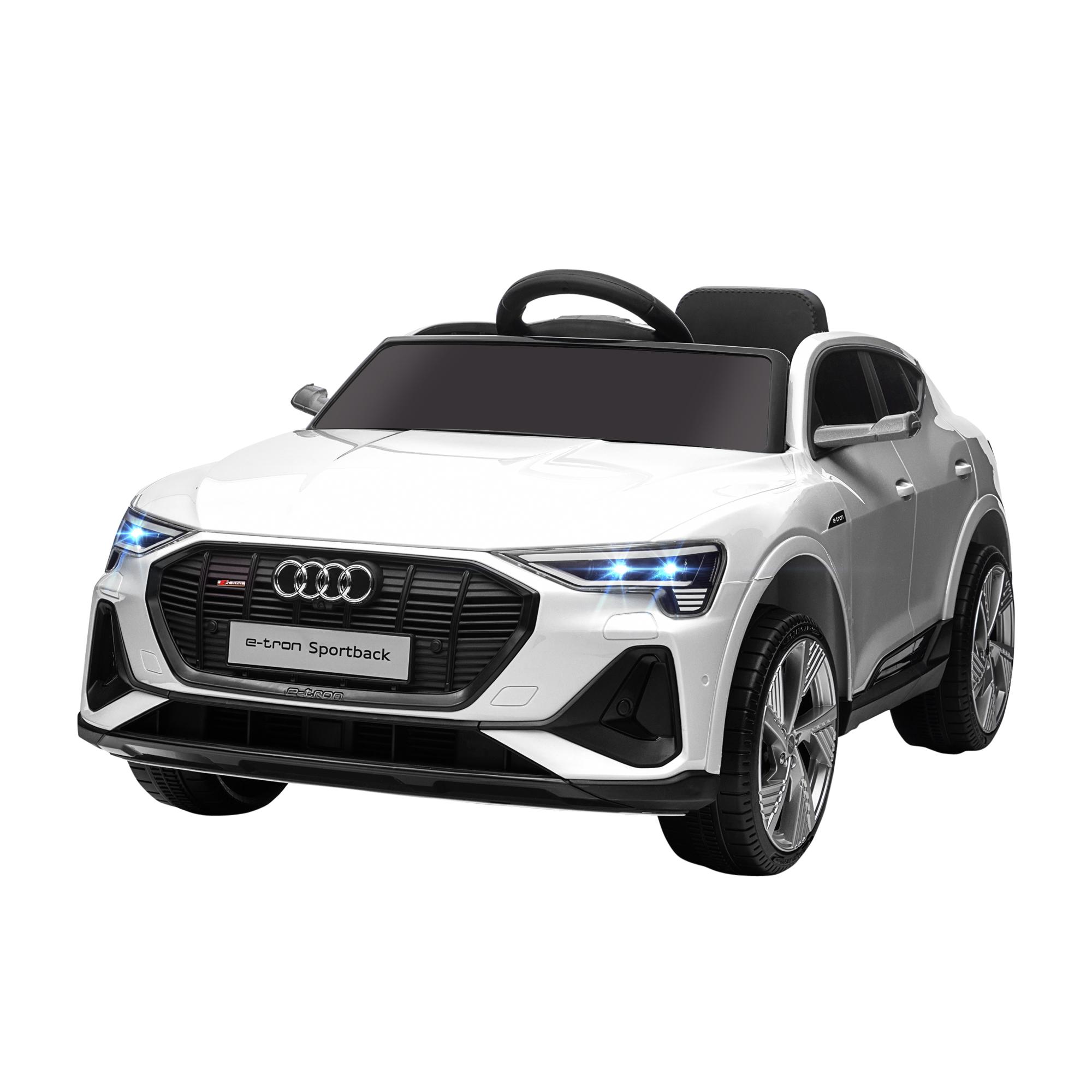 Carro Elétrico Audi E - Tron 12V para Crianças acima de 3 Anos com Controle Remoto Faróis Buzina Música MP3 TF USB e Abertura da Porta 3 - 8km/h 108x60x47cm Branco