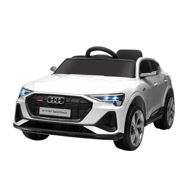 Carro Elétrico Audi E - Tron 12V para Crianças acima de 3 Anos com Controle Remoto Faróis Buzina Música MP3 TF USB e Abertura da Porta 3 - 8km/h 108x60x47cm Branco