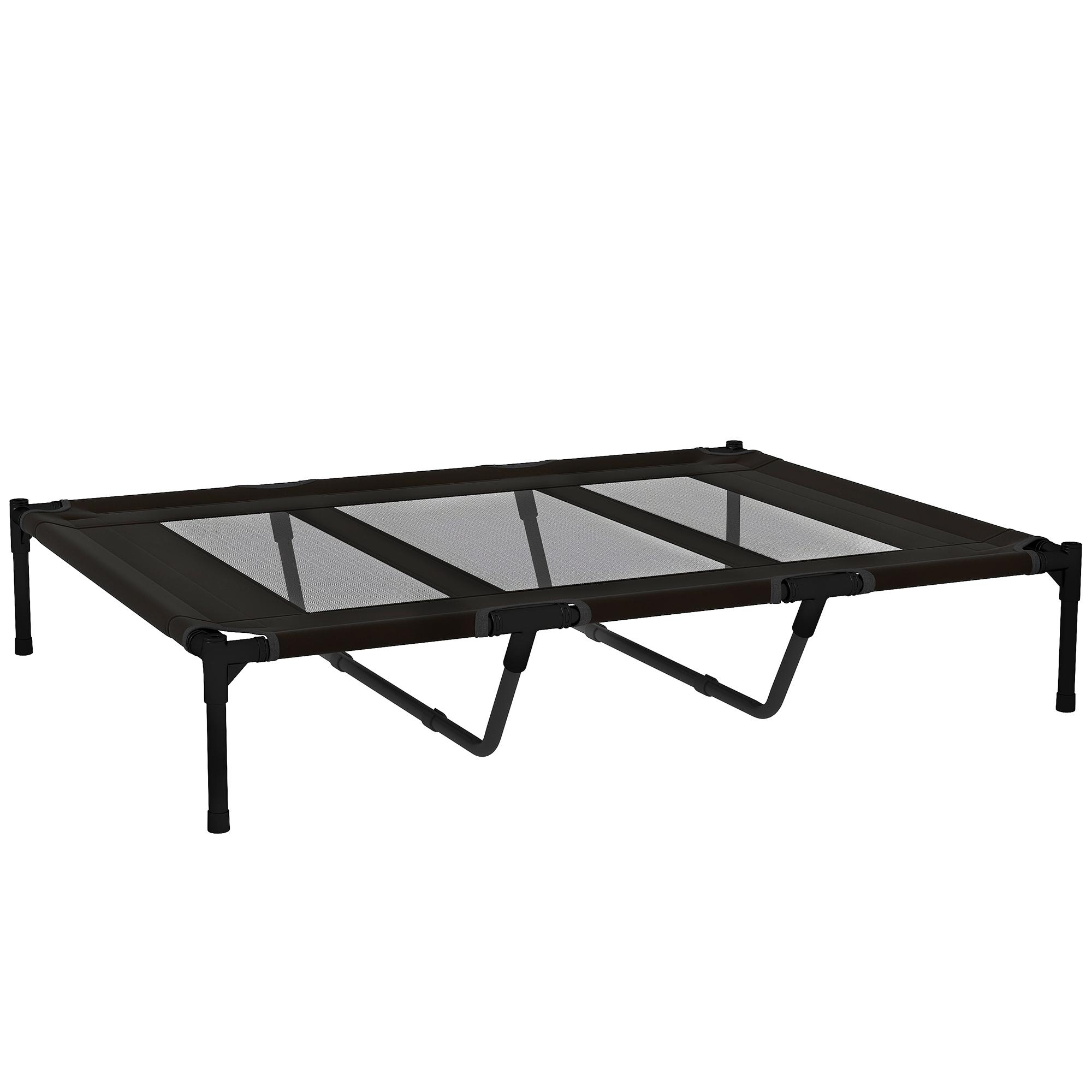 Cama Elevada para Cães com Tecido Transpirável para Dormir Relaxar Cama para Animais de Estimação 122x92x23 cm Preto