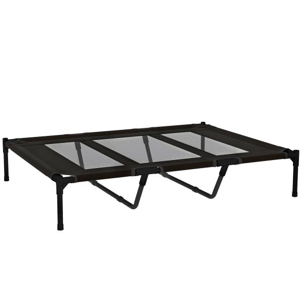 Cama Elevada para Cães com Tecido Transpirável para Dormir Relaxar Cama para Animais de Estimação 122x92x23 cm Preto