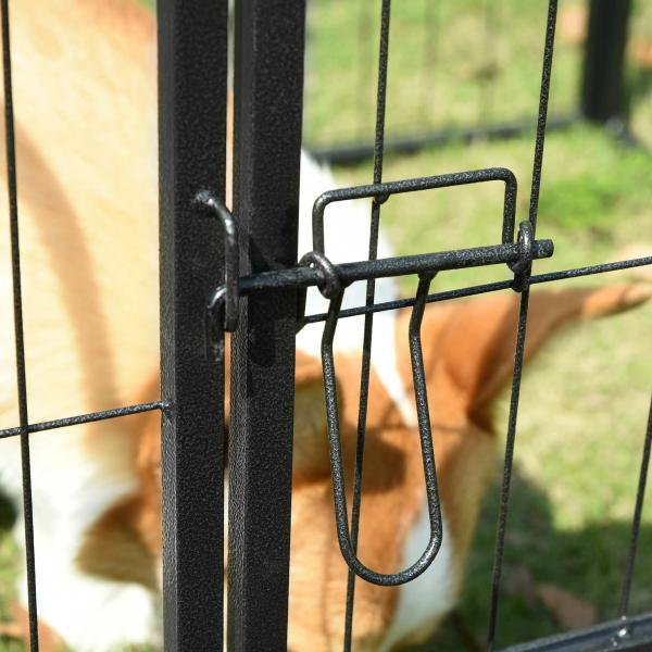 Parque para animais de estimação com 8 Varas Dobrável com Porta e Dupla Trava 79x100cm Preto