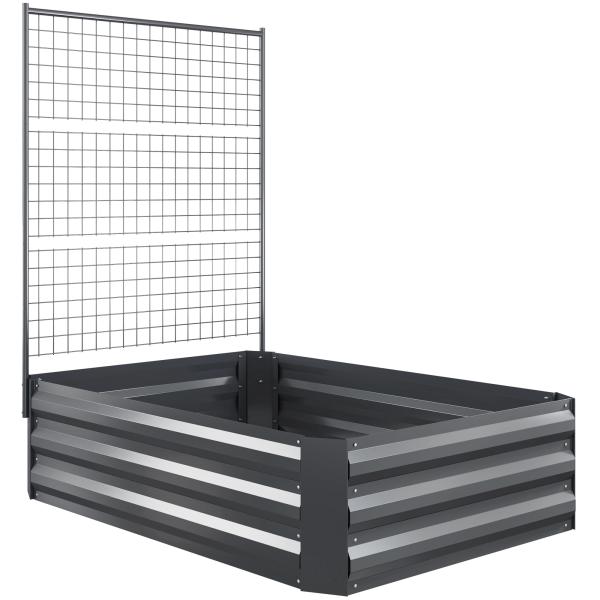 Caixa de Plantio de Aço Galvanizado com Treliça para Plantas Trepadeiras e Fundo Aberto 80x115x125 cm Cinza Escuro