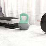 Kettlebell de 12 kg Pesa Russa Preenchida de Areia Metálica e Alça Antiderrapante para Treino em Casa Ginásio Ø21x30 cm Cinzento