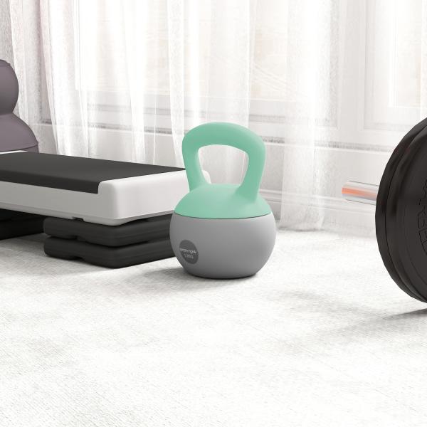 Kettlebell de 12 kg Pesa Russa Preenchida de Areia Metálica e Alça Antiderrapante para Treino em Casa Ginásio Ø21x30 cm Cinzento