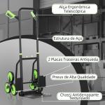 Carrinho de Carga Dobrável para Escadas com 6 Rodas, 120 kg, Portátil, Verde