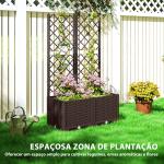 Floreira com Treliça de PP com Drenagem e Amplo Espaço para Plantas Trepadoras Vaso com Suporte para Jardim 80x40x135 cm Marrom