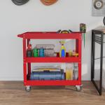 Carrinho de Ferramentas com Rodas 3 Prateleiras de Armazenamento e Alça Lateral 83x35,3x76 cm Vermelho