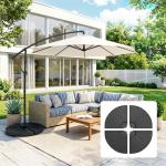 Base para Chapéu de Sol de 4 Peças Recarregável com Areia 68 kg ou Água 52 kg para Jardim Pátio ou Terraço Preto