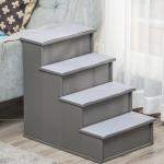 Escada para Animais de Estimação de 4 Degraus Escada para Cães e Gatos com Tapetes Antideslizantes Removíveis 40x59x54,2 cm Cinza