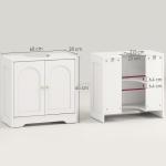 Móvel para Lavatório Pousar com 2 Portas em Arco Puxadores Dourados para Lavatório com ou sem Pedestal 60x30x65 cm Branco