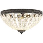 Candeeiro de Teto de Cristal Clássico com 2 Suportes E14 40W Candeeiro de Teto Vintage com 168 Contas de Cristal Ø35x22 cm Preto