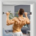 Barra de Elevação para Porta Ajustável de 95 cm a 123 cm Carga 200 kg para Exercícios e Treino Vermelho e Preto