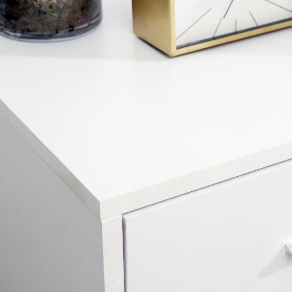 Armário de Escritório para Impressora Multifuncional com 3 Gavetas Prateleira Ajustável e Rodas 80x40x65cm Branco