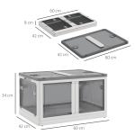 Caixa de Armazenamento Empilhável com Tampa 69L Caixa Organizadora Dobrável com Rodas 60x42x34 cm Branco