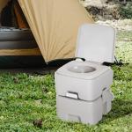 Sanita Portátil Sanita de 20L com Tampa para Campismo Viagem Barco Capacidade Máxima 147 kg 41,5x36,5x42 cm Cinza Claro