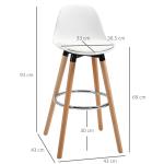Conjunto de 2 Bancos de Bar Estofados em PU Bancos Altos de Cozinha com Assento de 69 cm 43x43x91 cm Branco