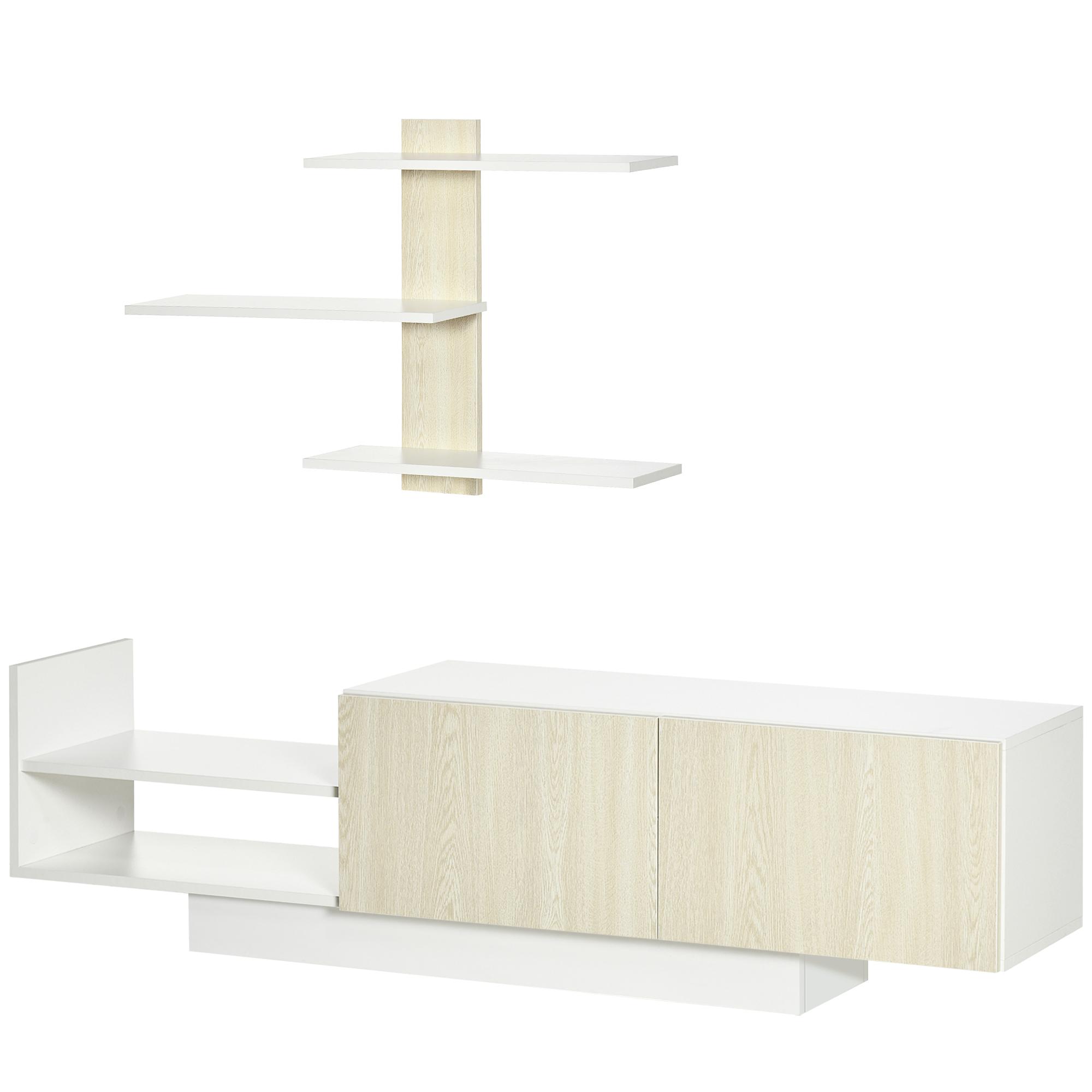 Móvel de TV para Sala de Estar Móvel para Televisores 150x31,5x40cm e Prateleira de Parede 95,5x16x60cm Madeira e Branco