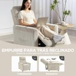 Poltrona Relax Reclinável Manual Estofada em Veludo com Apoio para Pés 73x86x100 cm Creme
