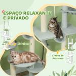 Arranhador para Gatos do Chão ao Teto 225 - 255 cm com 7 Níveis Rede Plataformas Postes de Arranhar Cinza