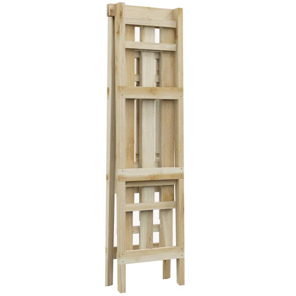 Suporte de Madeira para Plantas Dobrável de 3 Níveis com Estrutura em Forma de A para Jardim Pátio 100x36x112 cm Natural