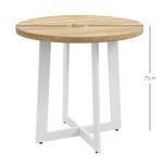 Mesa de Cozinha Redonda para 4 Pessoas Moderna com Tampo de Madeira e Base de Aço Cruzada Ø80x75 cm Carvalho