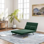 Sofá Cama Sofá Convertível em Cama de 2 Lugares Dobrável com Encosto Ajustável em 5 Níveis e 2 Almofadas 102x73x81 cm Verde
