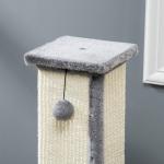 Poste Arranhador para Gatos Altura 81 cm Arranhador para Gatos com Poste de Sisal e Bola Suspensa 41x41x81 cm Cinza e Creme