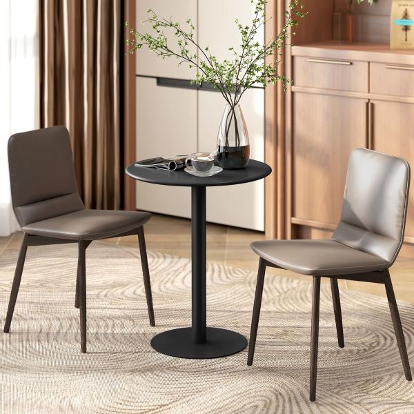 Mesa de Refeição Redonda para 2 Pessoas Mesa de Cozinha de Aço para Interior e Exterior Ø60x72 cm Preto