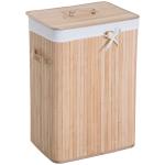 Cesto de Roupa de Bambu Dobrável Cesto para Roupa Suja com Tampa e Bolsa Amovível 40x30x60 cm Bambu
