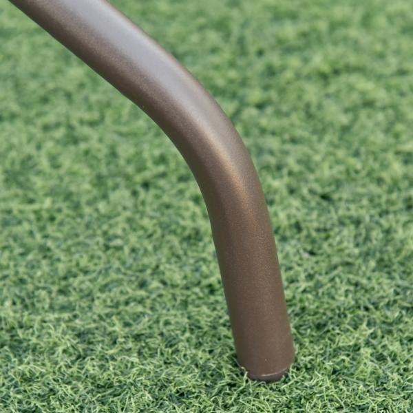 Conjunto de Jardim Refeição 6 Peças com 4 Cadeiras Dobráveis Mesa com Bancada de Vidro e Chapéu de Sol Bege