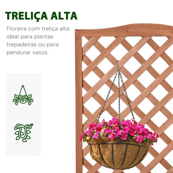 Floreira com Treliça de Madeira Caixa de Plantio com Suporte para Plantas Trepadeiras para Cultivos 70x28x117 cm Madeira